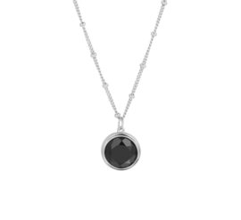 Zilveren Collier met Zwarte Onyx Edelsteen