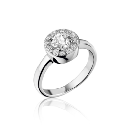 New Bling Elegante Ring van Zilver met Zirkonia Kopstuk