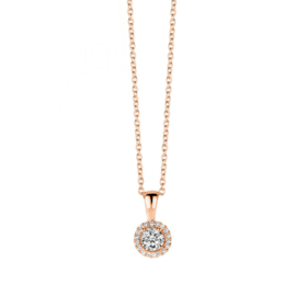 New Bling Roségoudkleurig Collier van Zilver met Zirkonia Hanger