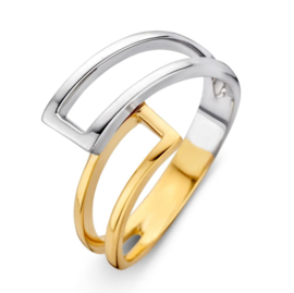 Excellent Jewelry Bicolor Opengewerkte Hoekige Ring