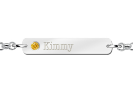 Kimmy Bar Armband van Zilver met Naam en Geboortesteen > Names4ever