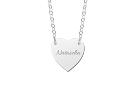 Names4ever Zilveren Hartvormige Naamhanger met Ketting ZMNH003