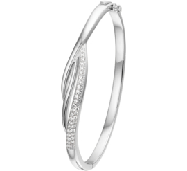 Lichte Scharnier Bangle armband van Zilver met Zirkonia’s