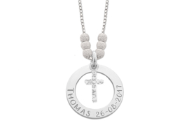 Mama Naamketting van Zilver met Zirkonia Kruis - Names4ever