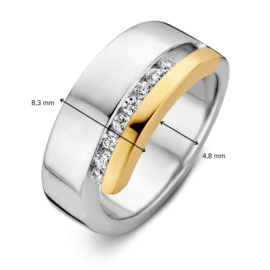 Excellent Jewelry Zilveren Ring met Gouden Rand en Zirkonia’s