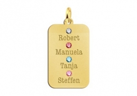 Gouden Dog Tag met Vier Geboortestenen Names4ever