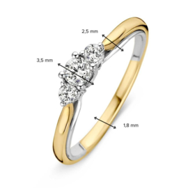 Excellent Jewelry Bolstaande Ring van Geelgoud met 0,31 crt. Briljant