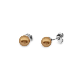 Spark Small Pearl Studs Zilveren Oorstekers met Bruine Parel