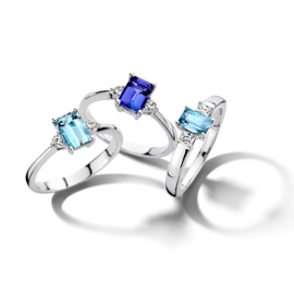 Excellent Jewelry Witgouden Ring met Aquamarijn en Diamanten