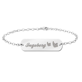 Zilveren Graveer Armbandje met Vlinders | Names4ever