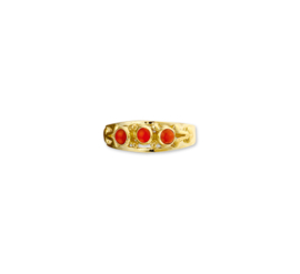 Decoratieve Vintage Gouden Ring met Bloedkoraal Steentjes