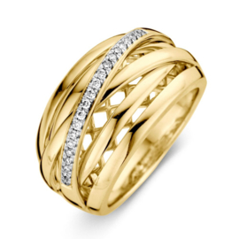 Excellent Jewelry Geelgouden Fantasie Ring met Briljant Strook