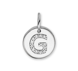 Letter G Bedel Hanger van Zilver met Zirkonia’s