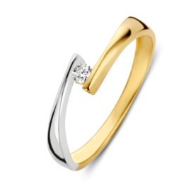 Excellent Jewelry Abstracte Bicolor Ring met Kleurloze Zirkonia