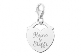 Names4ever Zilveren Hart Charm-bedel voor Twee Namen