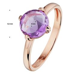 Roségouden Ring met Paarse Amethist Edelsteen