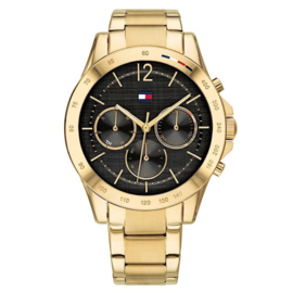 Tommy Hilfiger Goudkleurig Dames Horloge met Zwarte Wijzerplaat