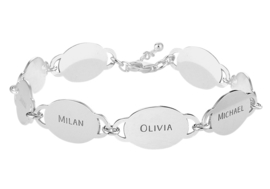 Names4ever Zilveren Armband met Acht Ovaaltjes met Naam ZNA69