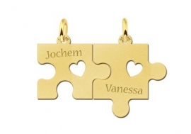 Gedeelde Gouden Puzzelstuk Naam Ketting Names4ever