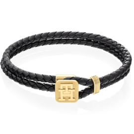 Tommy Hilfiger Dubbele Zwart Leren Heren Armband TJ2790531