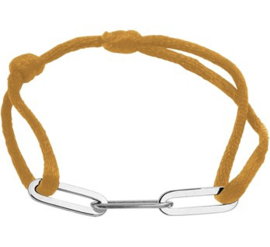 Caramel Gevlochten Armband met Zilveren Schakels