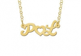 Names4ever Vergulde Initialen Naamketting met Hart