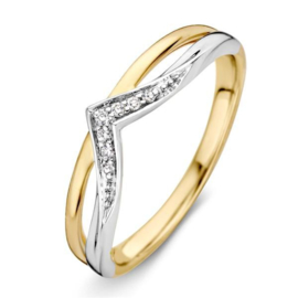 Excellent Jewelry Bicolor Diamant Ring met V-vorm