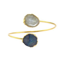 Bangle met Quartz en Blauwe Geode Druzy Edelstenen van Sujasa