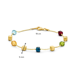 Excellent Jewelry Gouden Armband met 5 verschillende Edelstenen