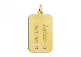 Gouden Dog Tag met Twee Geboortestenen Names4ever