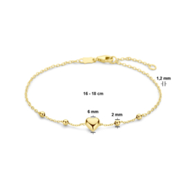 14 Karaat Gouden Moeder-en-Dochter Dames Armband 16-18 cm