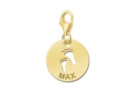 Names4ever Ronde Charm-Naambedel Baby Voetjes / Goud GNB10