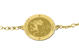 Gouden Armband met Ovaalvormige Leeuw Sterrenbeeld Naamhanger > Names4ever