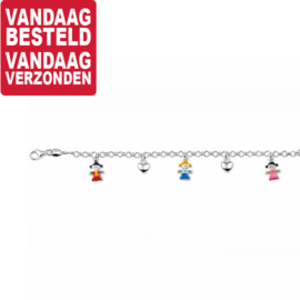 Kinderarmband met Meisjes Hangers van Zilver