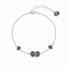 Spark Mix-Up Zilveren Schakelarmband met Silver Night Glaskristallen