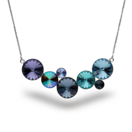 Lolly Zilveren Ketting met Blauwe Glaskristallen