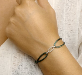 Groen Gevlochten Armband met Zilveren Elementen