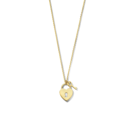 14K Geelgouden Collier met Hart, Slot en Sleutel