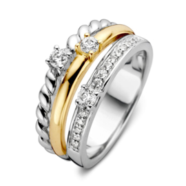 Excellent Jewelry Goud met Zilveren Decoratieve Dames Ring