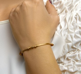 Caramel Armband van Satijn + Gouden Ringetje