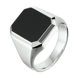 SALE | Zilveren Zwarte Onyx Zegelring Ringmaat 21,5 mm