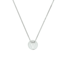 Zilveren Gourmet Collier met Letter V