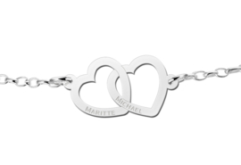 Moederdag Sieraad | Names4ever Armband met Twee Hartjes van Zilver