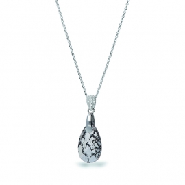 Druppel Zwarte Glaskristallen Ketting van Spark Jewelry