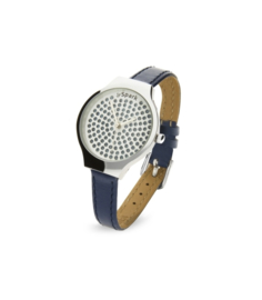 Glaskristallen Horloge met Blauw Lederen Horlogeband van Spark
