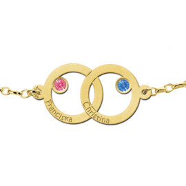 Dubbele Cirkel Gouden Moeder en Dochter Geboortesteen Armband > Names4ever