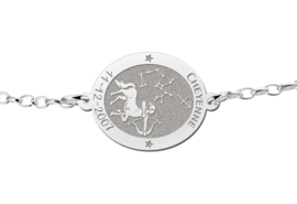 Zilveren Armband met Ovaalvormige Boogschutter Sterrenbeeld Naamhanger > Names4ever