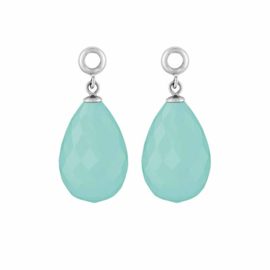 Creoli Hangers met Cat’s Eye Baby Blue Facetgeslepen Glasbedel