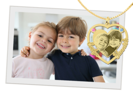 Gouden Hart Hanger met Fotogravure en Namen van Names4ever