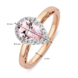 Excellent Jewelry Roségouden Ring met Druppelvormige Morganiet